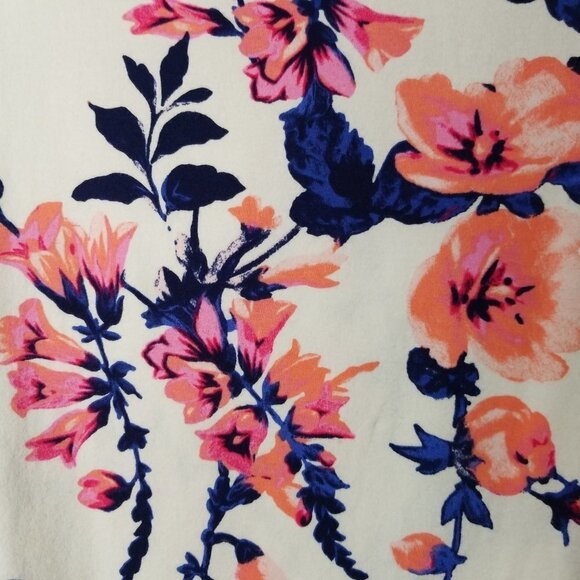 Talbots 3/4 Sleeve Coral & Blue Floral Shirt XLp Extra Large Petite - Picture 3 of 7
